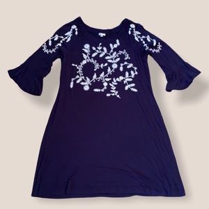 Navy Embroidered Dress